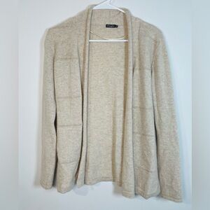 J McLaughlin Cashmere Cardigan Sweater, Open Front, Cream / Tan, Women’s XS